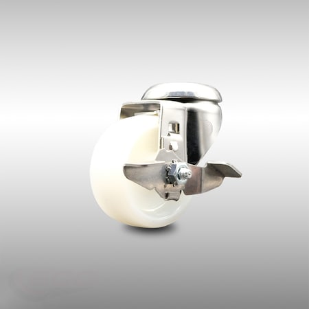 Service Caster 3 Inch 316SS Nylon Wheel Swivel Bolt Hole Caster with Brake SCC-SS316BH20S314-NYS-TLB